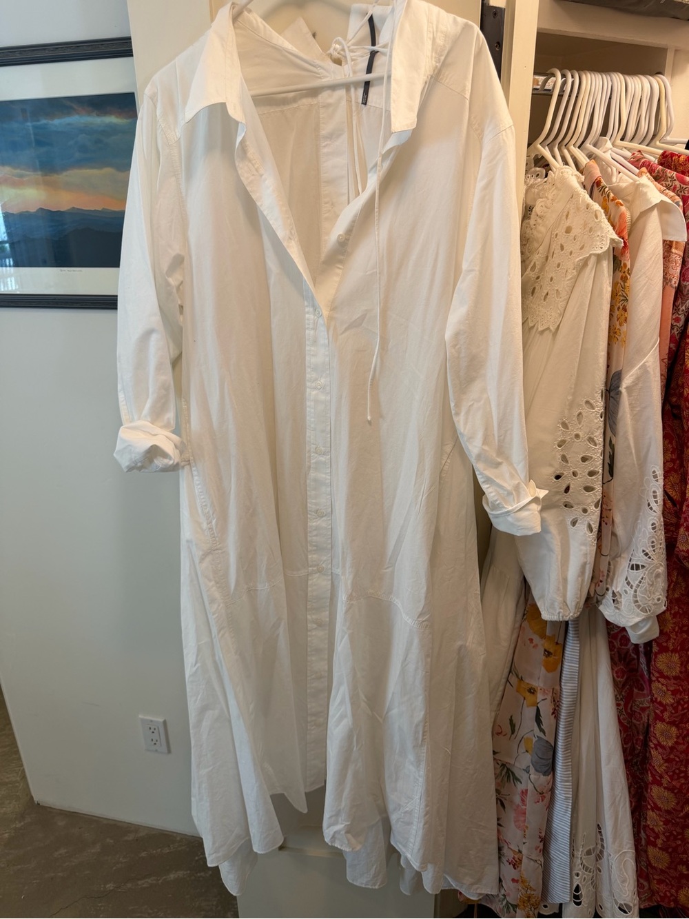 Anthropologie White Midi Shirt Dress
